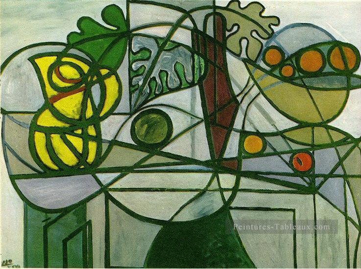 Pichet coupé fruits et feuillage 1931 cubisme Pablo Picasso Peintures à l'huile